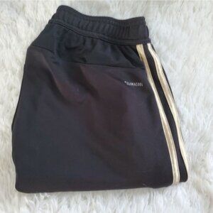 Adidas Men's Size Small Black and Gold 3 Stripe Jogger Pants